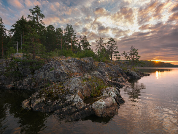 Dawn at the Ladoga skerries